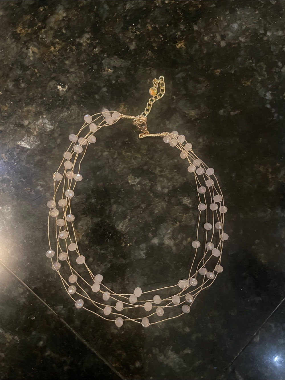 Light Pink Multi Layered Beaded Necklace